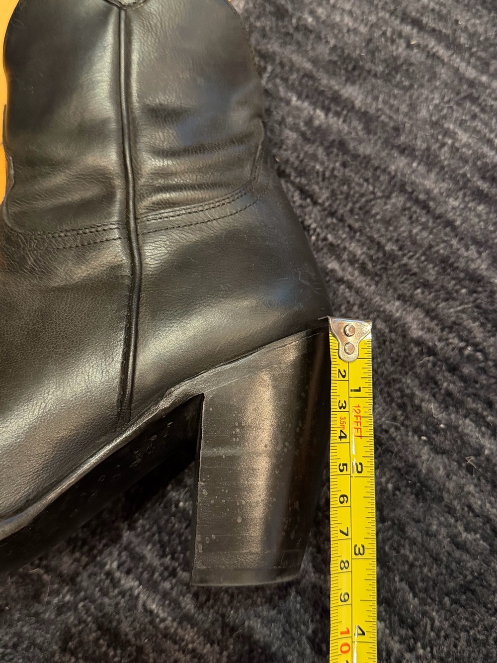 Lucchese Black Leather Western Zip-Heel Ankle Boots - Picture 7 of 9
